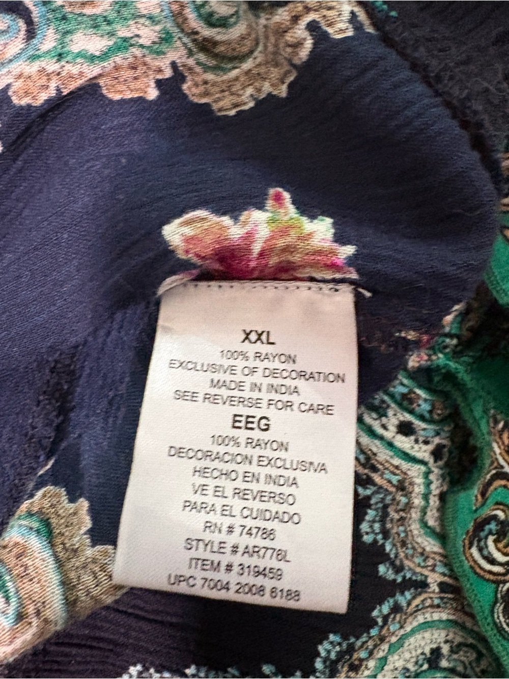 Women's Navy Boho Floral Maxi Dress with Lace Yoke Size 2x - Picture 7 of 8